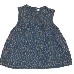 Old Navy Womens Sleeveless Floral Blouse Rayon Feminine Ruffled Neckline Elegant